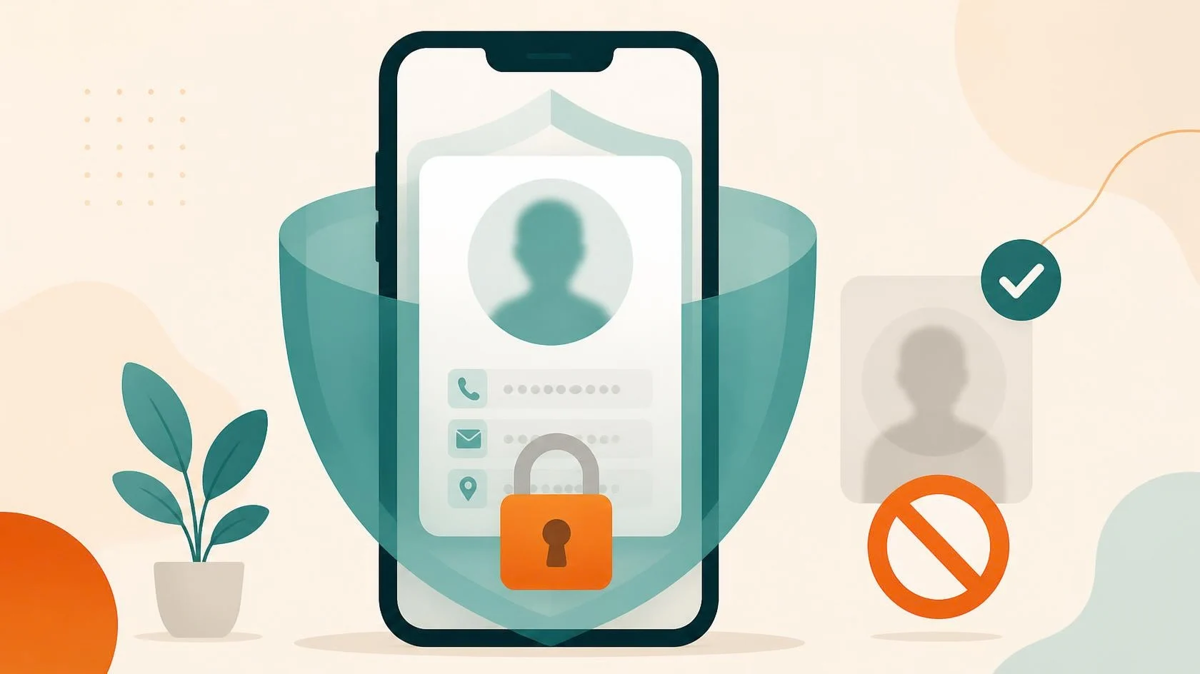 A matrimony profile card with contact details locked and protected by a privacy shield